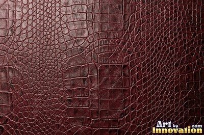 Tooled leather carved with a floral scroll in oxblood red
