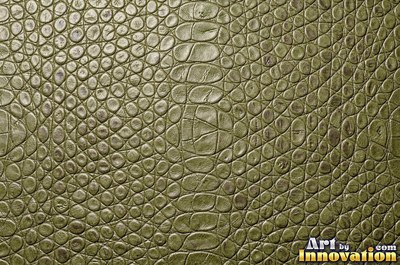 Crocodile embossed leather with large square scales in forest green