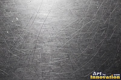 Brushed metal sheet with fine straight lines in cool blued steel