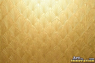 Crinkled gold leaf laid in overlapping squares with fine seams