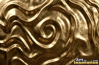 Crinkled gold leaf laid in overlapping squares with fine seams