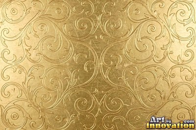 Honey gold engraved with a scroll pattern across the whole frame