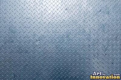 Industrial metal with chipped hazard stripes worn back to bare metal