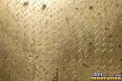 Industrial metal with chipped hazard stripes worn back to bare metal
