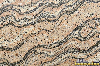 Cream granite with flecks of mica glinting in the light