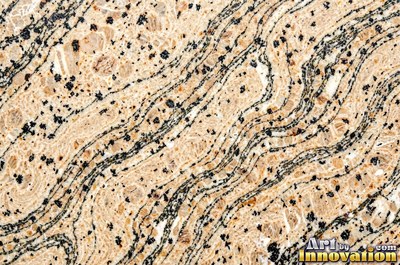Cream granite with flecks of mica glinting in the light