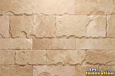 Sandstone with fossil ripple marks across it in sandy tan