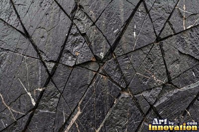 Basalt columns seen end on as a pattern of hexagons