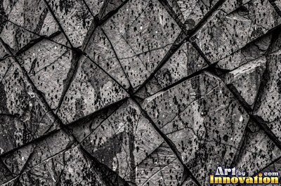Basalt columns seen end on as a pattern of hexagons