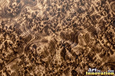 Amboyna style burl with tight curls in reddish mahogany
