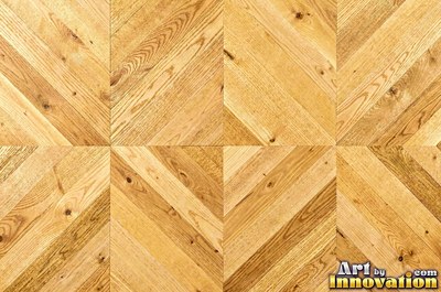 Basket weave parquet of small blocks in driftwood silver gray