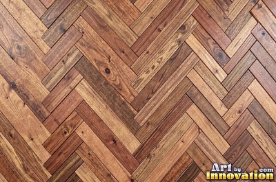 Chevron parquet with the grain alternating direction on every plank