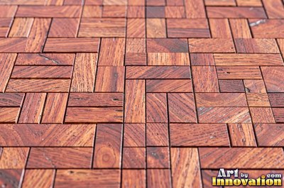 Chevron parquet with the grain alternating direction on every plank