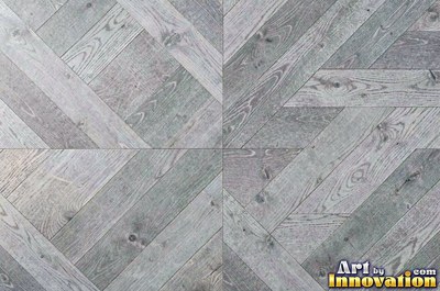 Chevron parquet with the grain alternating direction on every plank