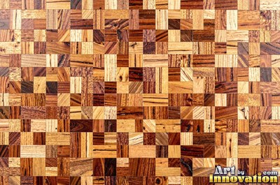 Basket weave parquet of small blocks in driftwood silver gray