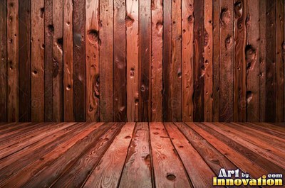 Wide boards in espresso brown stain with hairline checks and nail holes