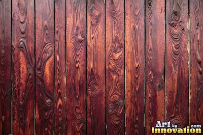 Tall vertical planks of old growth timber in a deep translucent stain
