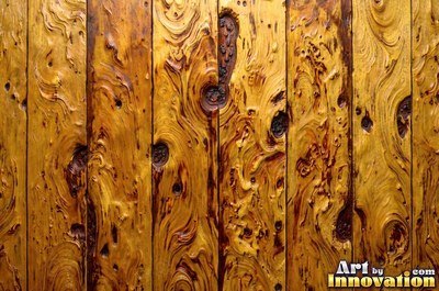 Rough sawn timber boards with faint saw marks under a dark walnut stain