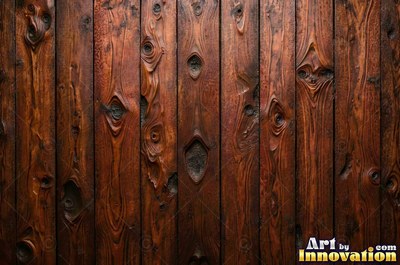 Wide boards in espresso brown stain with hairline checks and nail holes