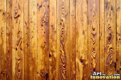 Vertical barn boards in oxblood red stain with every knot showing through