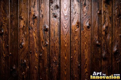 Wide boards in espresso brown stain with hairline checks and nail holes