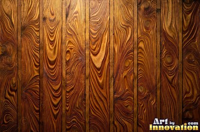 Vertical barn boards in oxblood red stain with every knot showing through