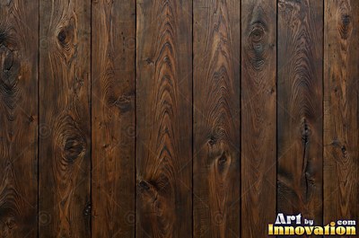 Wide boards in espresso brown stain with hairline checks and nail holes