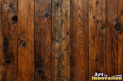 Wide boards in espresso brown stain with hairline checks and nail holes