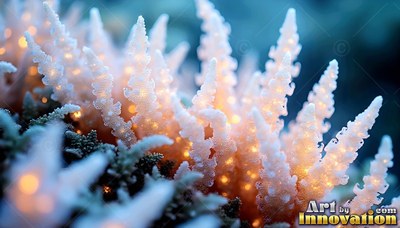 Spiky white coral with small warm lights inside