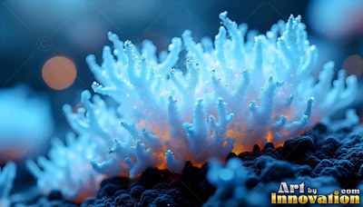 Pale blue coral with a warm orange light underneath