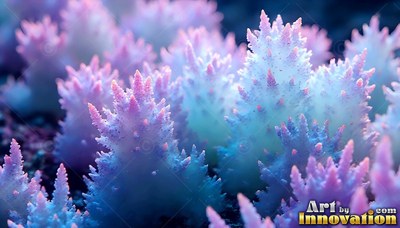 Sp iky pastel coral sprouts up close in soft shades of pink and blue