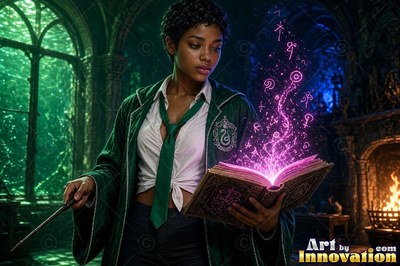 Acolyte of the House of the Serpents raising a shield of light in a lakeside dungeon corridor lit by torches
