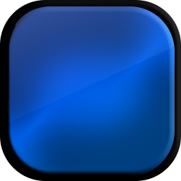 A blue-black glossy digital icon with a reflective finish