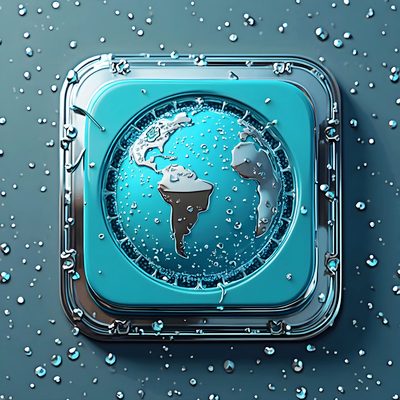A blue-black glossy digital icon with a reflective finish