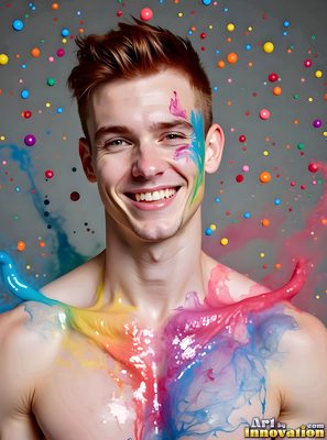 The male form in bold color, light, and motion. Cinematic UHD abstract art.