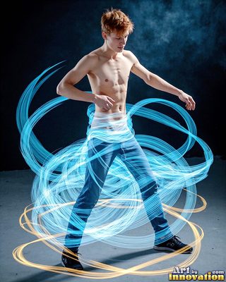 The male form in bold color, light, and motion. Cinematic UHD abstract art.