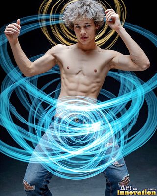 The male form in bold color, light, and motion. Cinematic UHD abstract art.