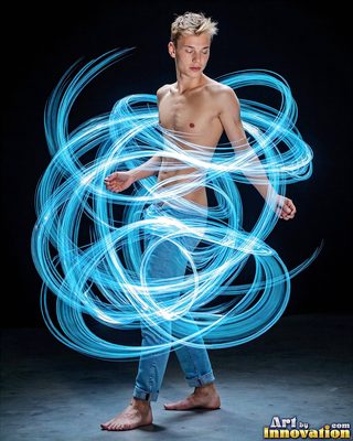 The male form in bold color, light, and motion. Cinematic UHD abstract art.