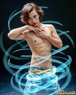 The male form in bold color, light, and motion. Cinematic UHD abstract art.