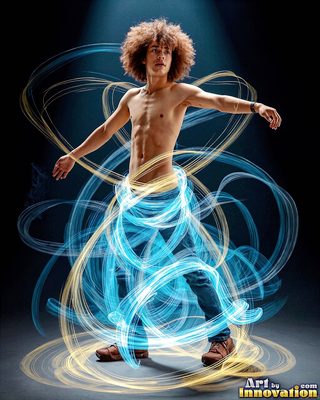 The male form in bold color, light, and motion. Cinematic UHD abstract art.