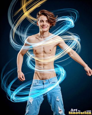 The male form in bold color, light, and motion. Cinematic UHD abstract art.
