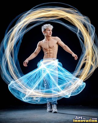 The male form in bold color, light, and motion. Cinematic UHD abstract art.