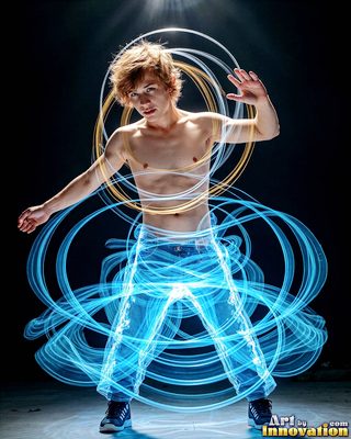 The male form in bold color, light, and motion. Cinematic UHD abstract art.