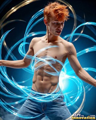 The male form in bold color, light, and motion. Cinematic UHD abstract art.