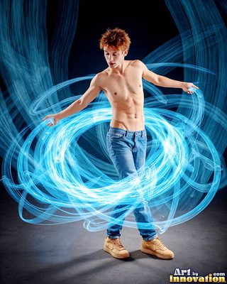 The male form in bold color, light, and motion. Cinematic UHD abstract art.