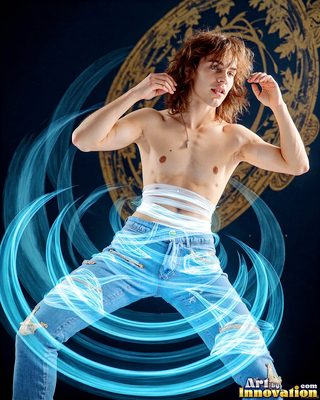 The male form in bold color, light, and motion. Cinematic UHD abstract art.