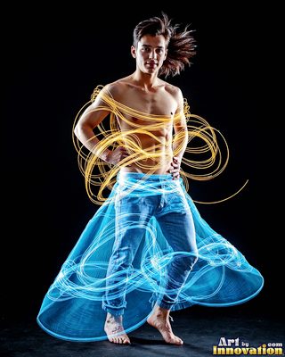 The male form in bold color, light, and motion. Cinematic UHD abstract art.