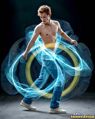 The male form in bold color, light, and motion. Cinematic UHD abstract art.