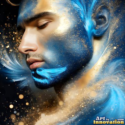 The male form in bold color, light, and motion. Cinematic UHD abstract art.