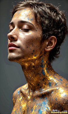 The male form in bold color, light, and motion. Cinematic UHD abstract art.